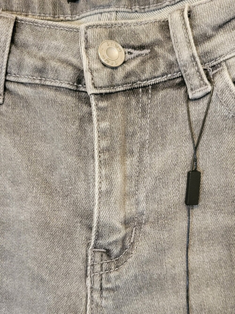 ONESO Gray Wide Leg Distressed Stretch Jeans Size 27 High Rise Denim 30" Inseam - Picture 4 of 10